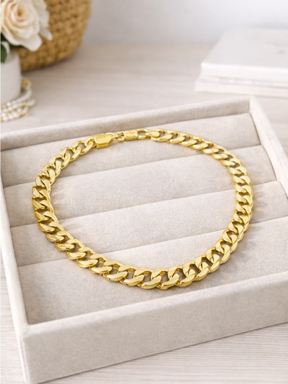 14K GP Designer Link Bracelet San Tropez Collezioni Statement Gold Tone 8” long